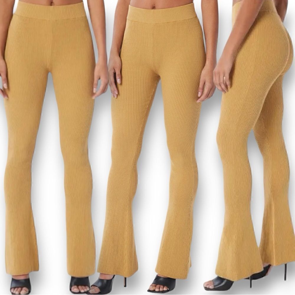 LITA by Ciara Women’s Rib Organic Cotton Flare Pants in the Size Large